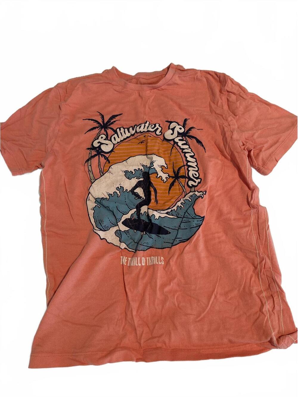 kidpik Boys Large Tee 12 Surf Graphic Coral